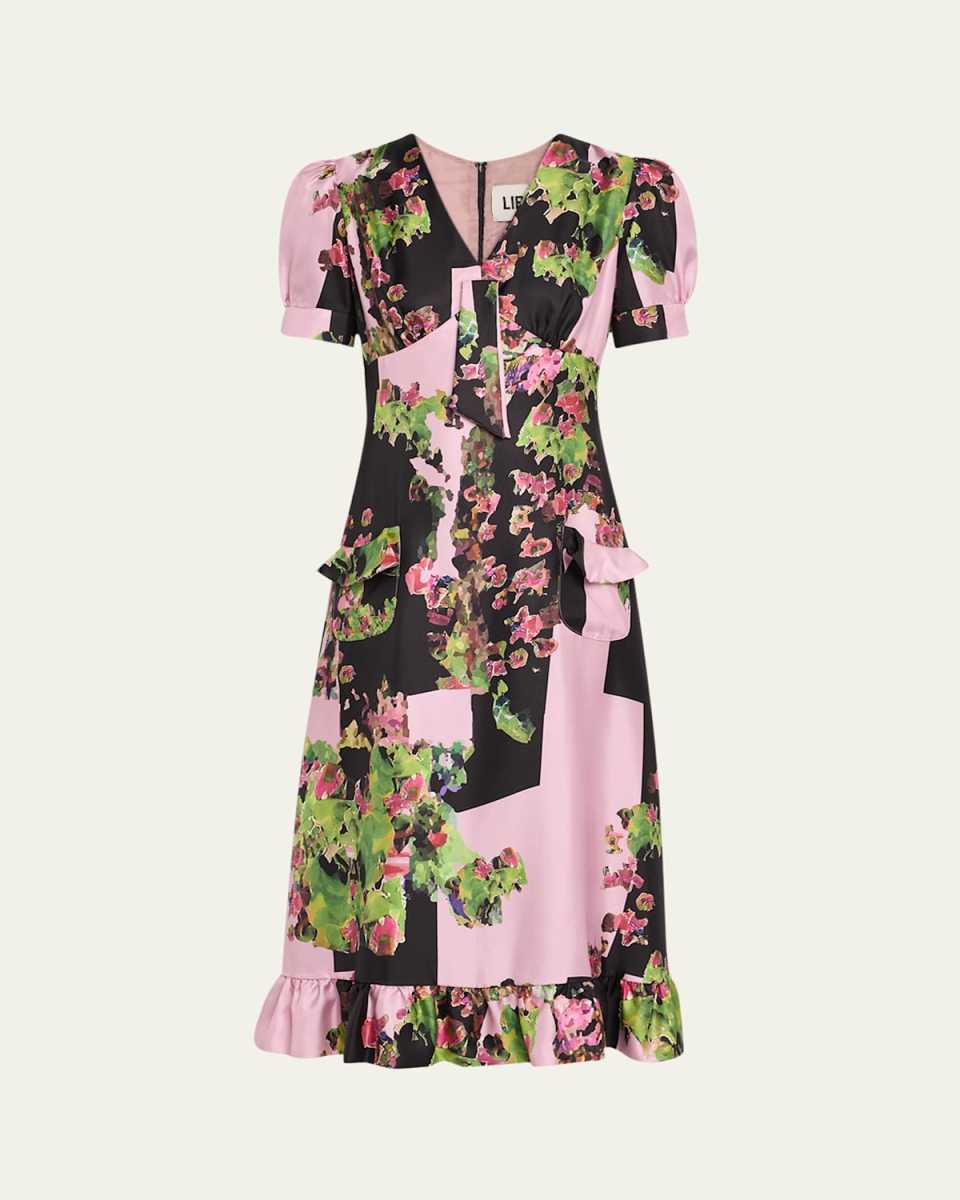 London Terrace Short-Sleeve Ruffle Midi Dress